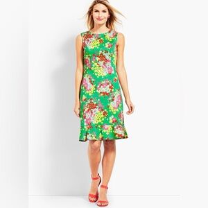 Talbots NWT Springtime Floral Sleeveless Cotton Knee Length Shift Dress Size 10